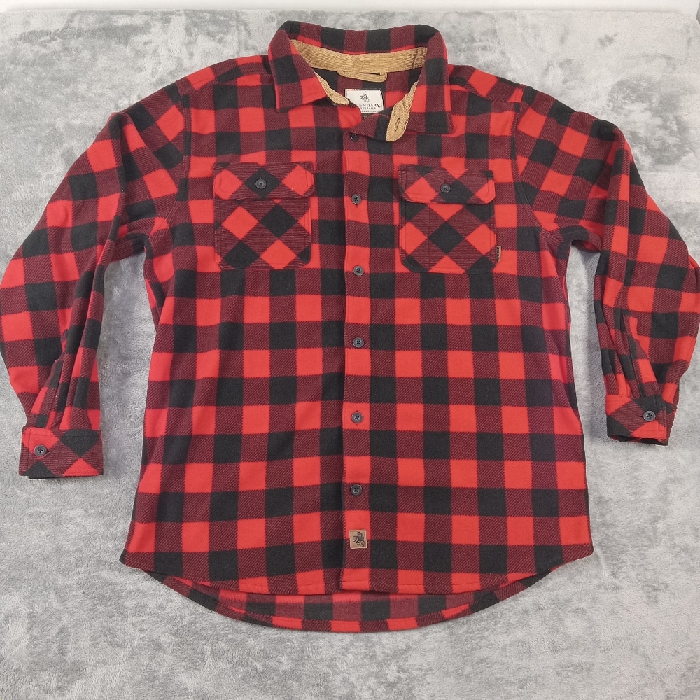 Legendary Men's  Red and Black Plaid Flannel Shirt Size XL